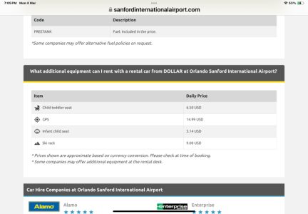 Price of car seat rental at Dollar DIS Disney Discussion Forums DISboards