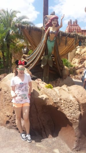 Kellie honeymoon trip with Ariel statue.jpg