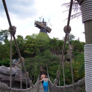 Suspension bridge and Miss Tlly.