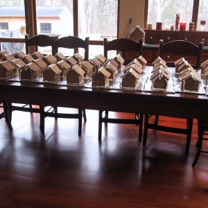 Gingerbread houses before decorating.