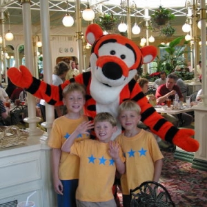 My kids with Tigger at the Crystal Palace