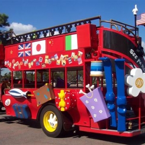 Character bus at World Showcase.