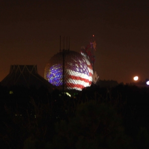 Spaceship Earth with Flag on it
