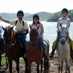 Family on horses at St. Lucia