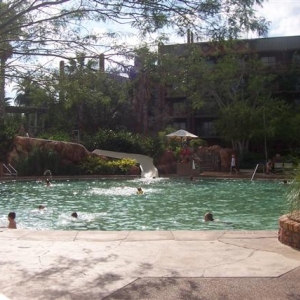 Pool area and slide at DAKL.