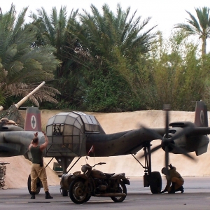 Plane arriving on set