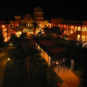 CSR courtyard at night.