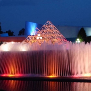 Imagination Pavilion Fountain at night