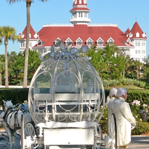 Crystal coach at wedding chapel