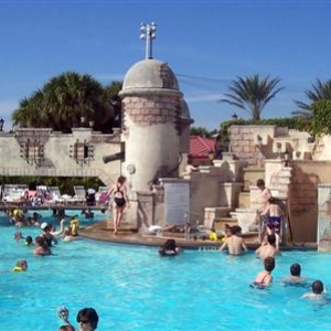 Main pool slide and ot tub