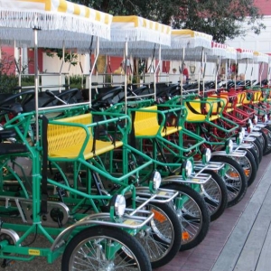 boardwalk bikes in a row