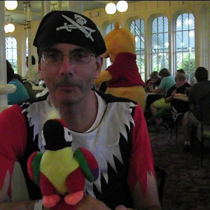a hungry pirate and his parrot