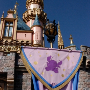 Disneyland castle with Stitch