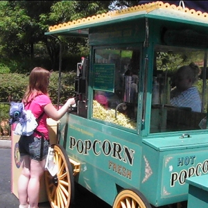 Ordering my first Magic Kingdom popcorn