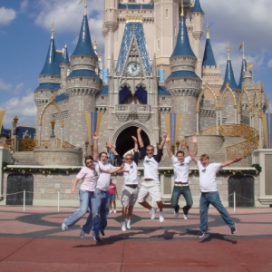 Group Jumping At Castle