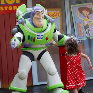 Running to greet Buzz