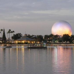 EPCOT Ball at Christmas Sunset