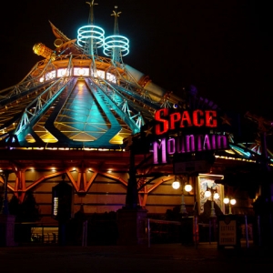 Space Mountain at night