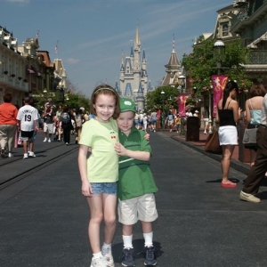Kids at Magic Kingdom Castle in 2004
