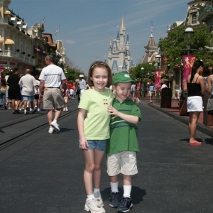 Kids at Magic Kingdom Castle in 2004