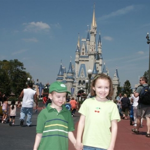 Kids at Magic Kingdom Castle in 2004