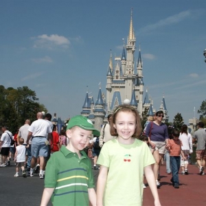 Kids at Magic Kingdom Castle in 2004