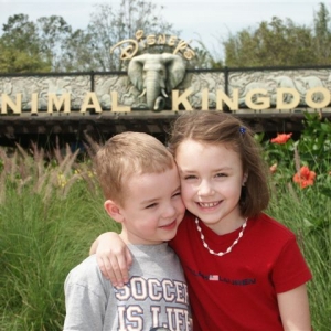 Kids at Animal Kingdom Entrance in 2004