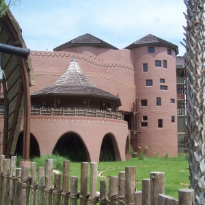 Hotel exterior and observation deck.