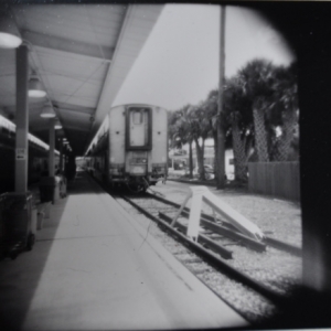 At the train station