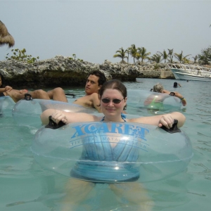 Floating in the lagoon