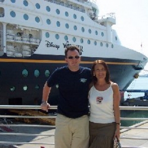 DH & I outside 'our ship'