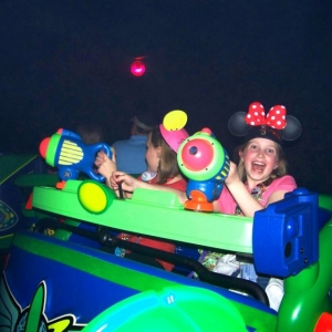 Emma on Buzz Lightyear ride
