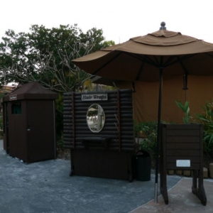 Hair wrap stand by pool bar