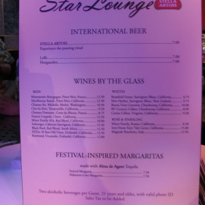 Star Loung Menu