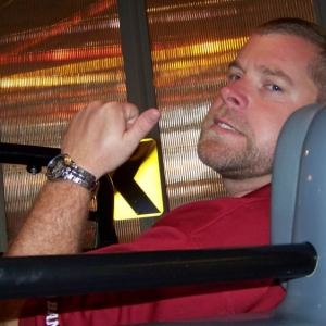 Bob riding Test Track
