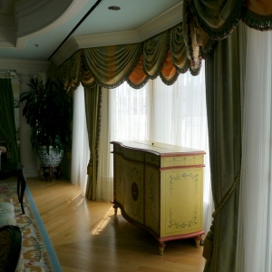 Credenza with pop up flat screen tv