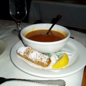 Harira Soup with Beef Brewat Roll
