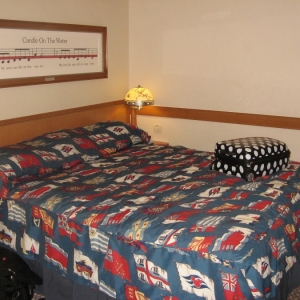 Master bed with pull across curtain for privacy
