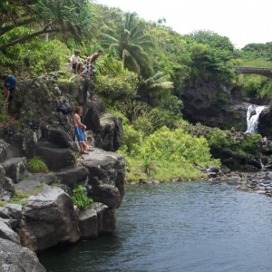 Rock jumping on Maui