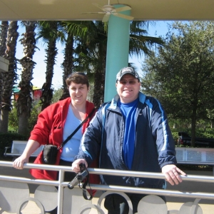 Waiting for the Disney Bus at Pop Century