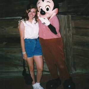 1998: I am not sure if Mickey was laughing at my bruise or my wet shirt! :(