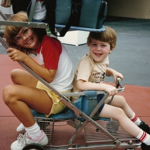 1987: My cousin and I... he was supposed to be in the stroller... I think.