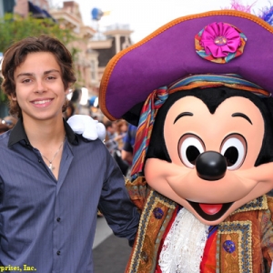 Actor Jake T. Austin and Mickey Mouse