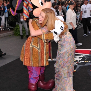 Actress Caroline Sunshine and Mickey Mouse