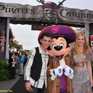 Actors Adam Irigoyen, Mickey Mouse and Caroline Sunshine