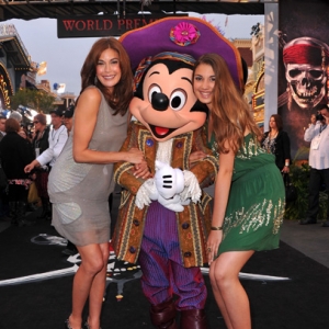 Actress Teri Hatcher, Mickey Mouse and Emerson Hatcher