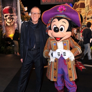 Actor Geoffrey Rush and Mickey Mouse
