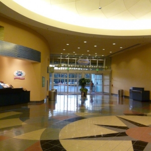 Pop Century DVC desk and exit to transportation