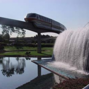 Monorail and Waterfall