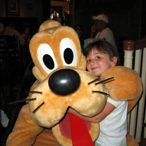 Caitly hugging Pluto